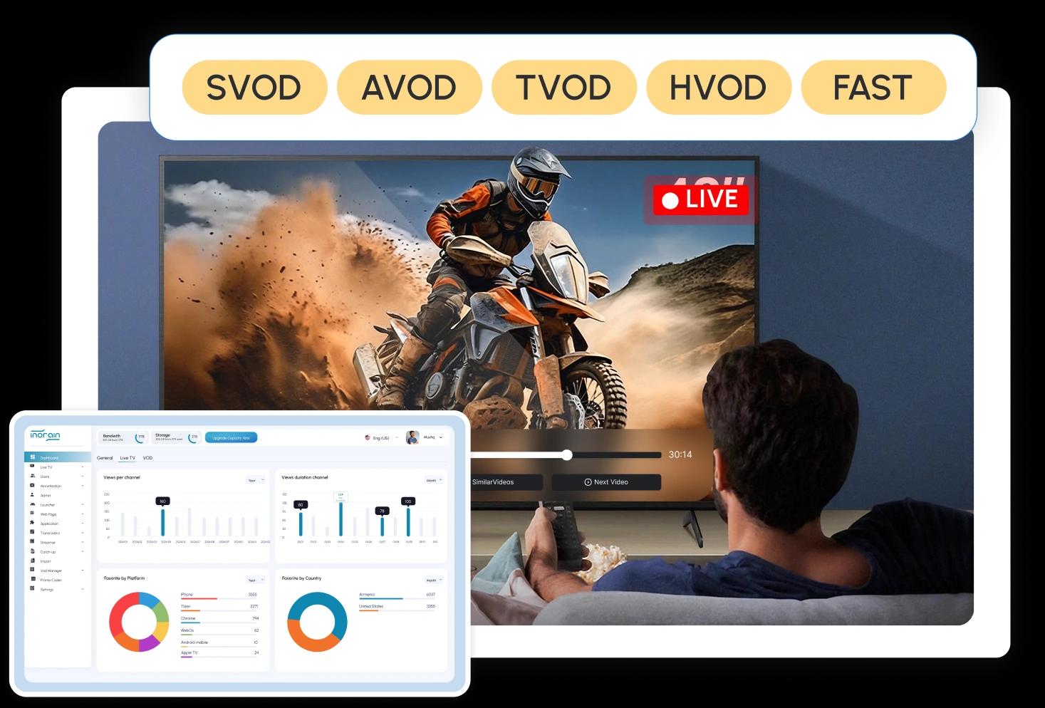 Panel de ingresos de plataforma de streaming