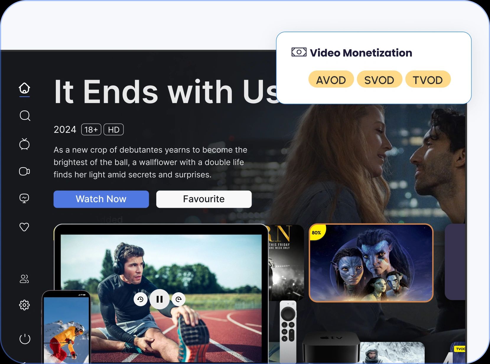 ISPs y MSOs - interfaz de plataforma de streaming