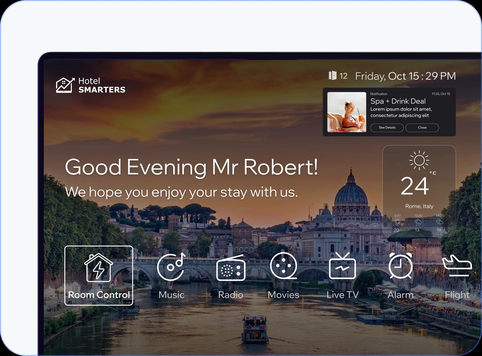Hoteleros - interfaz de plataforma de streaming