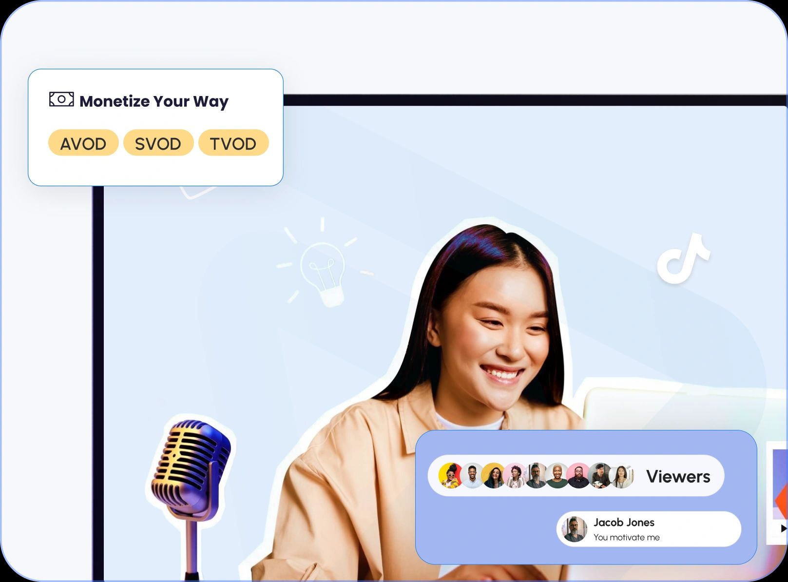 Youtubers y Tiktokers - interfaz de plataforma de streaming